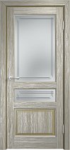 Дверь Мадера Винтаж модель 5Ш браш цвет Мох патина серебро стекло